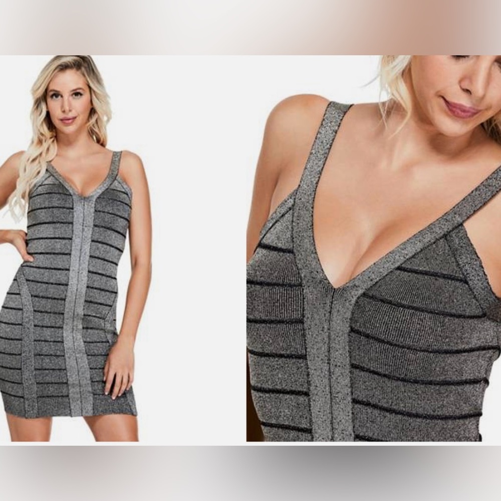 Guess Silver bandage bodycon dress size XS